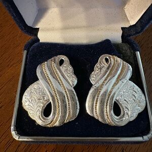 Montana Silversmiths Two-Tone Silver and Gold Swirl Clip-On Earrings